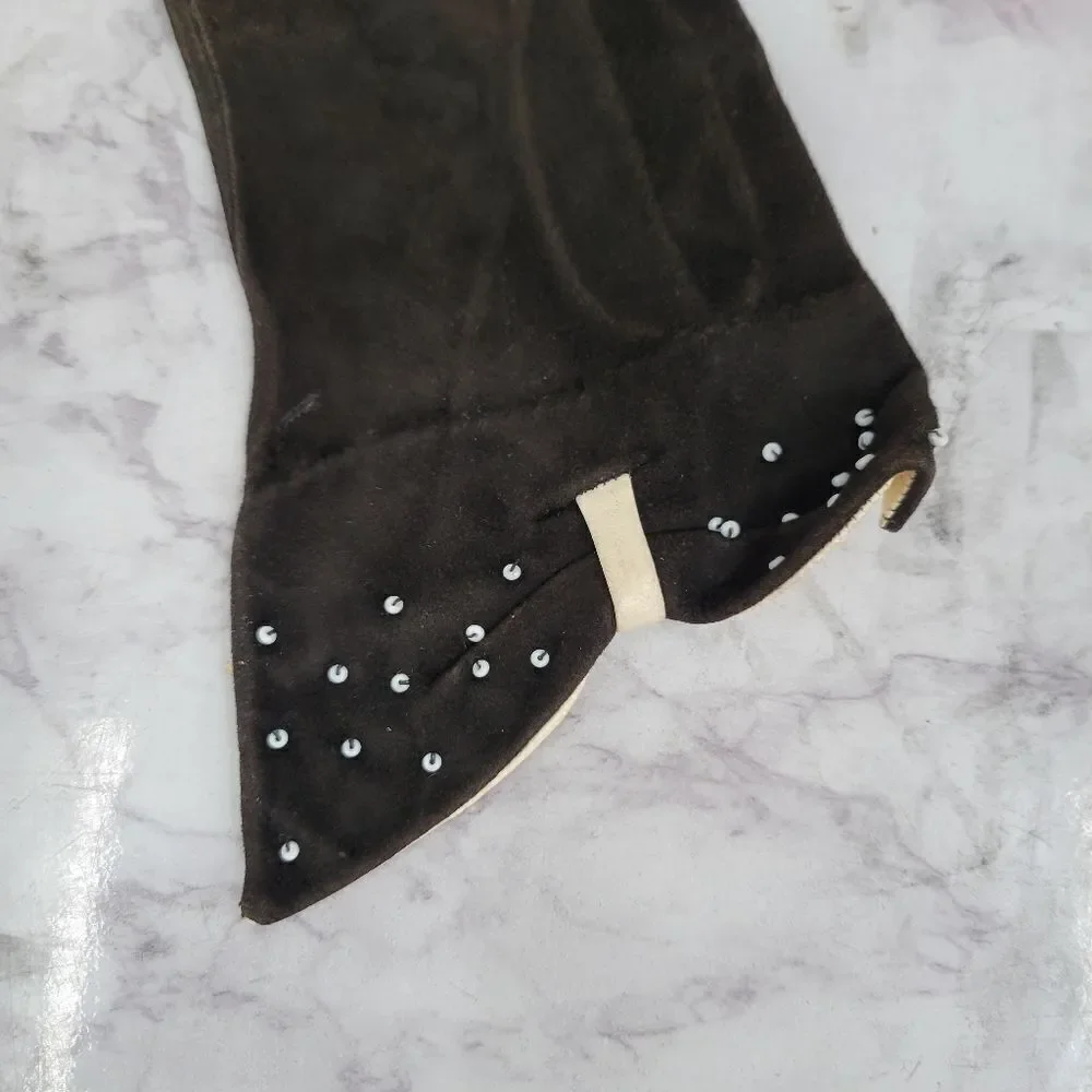 Capretto Short Gloves Leather Kidd Goat Skin Beaded Vintage Antique Formal